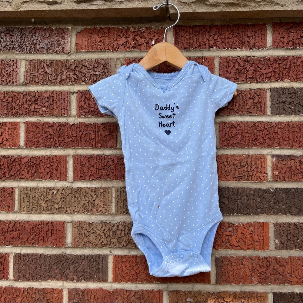 Carter’s Baby Blue Dotted Daddy’s Sweetheart Short Sleeve Bodysuit